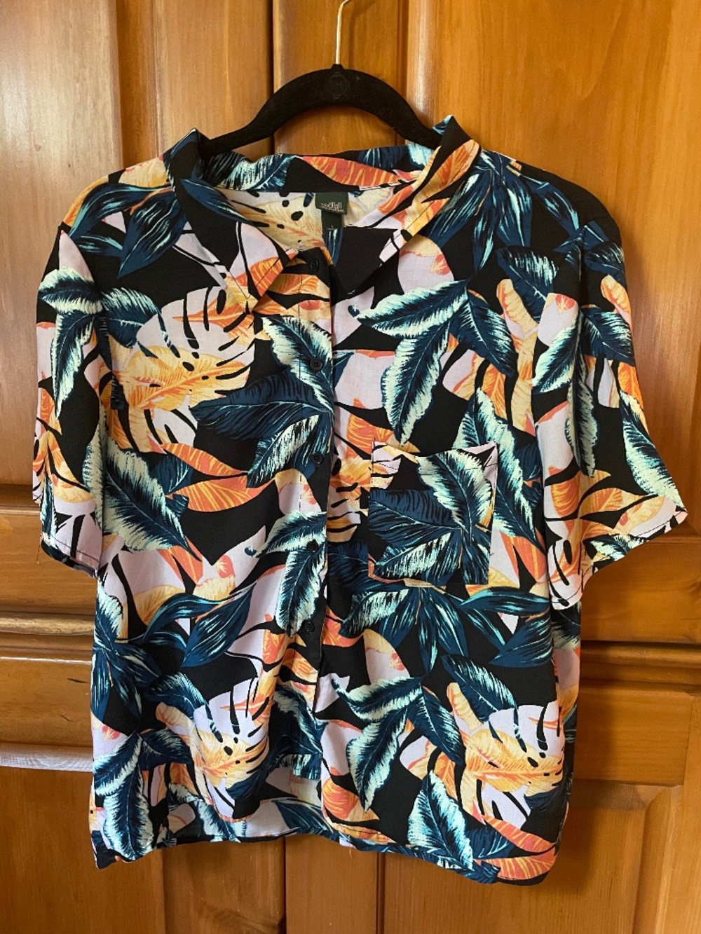 Wild Fable Hawaiian Print Short Sleeve Shirt, Size L